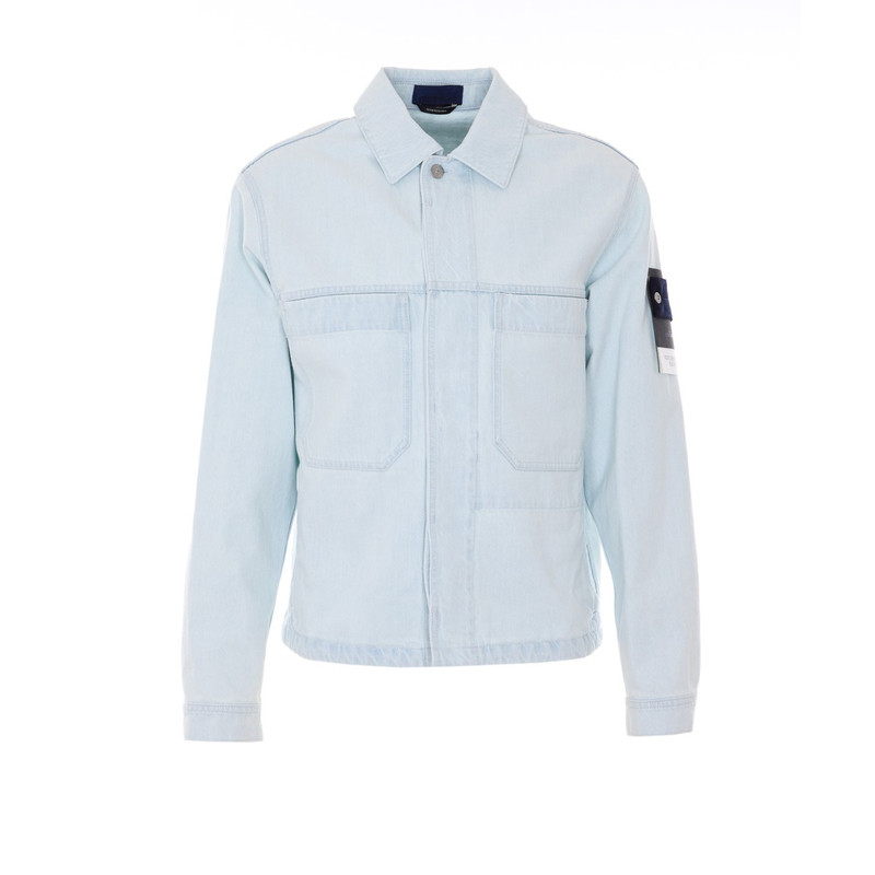 STONE ISLAND石头岛男士浅蓝色棉质翻领牛仔夹克26早春意大利代购