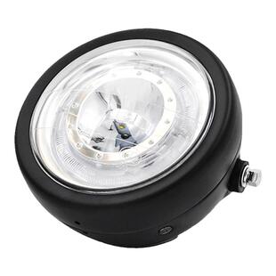 CG125摩托车改装复古大灯 GN125复古前照灯 铁壳带天使圈大灯圆灯