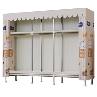 简易衣柜家用卧室结实耐用全钢架加粗加厚组装布衣柜出租房用衣橱