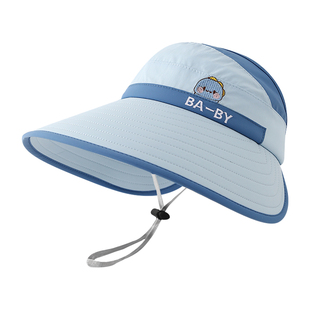 儿童防晒帽子夏季男童空顶遮阳帽女童大帽檐小孩渔夫帽宝宝太阳帽