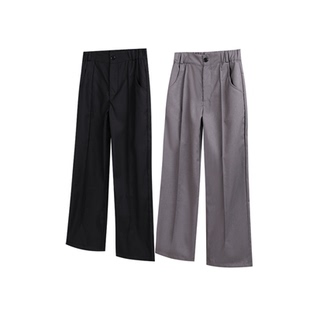 REBELTOREBEL 直筒立体剪裁西裤/裤中压褶A字版型TR混纺微阔长裤
