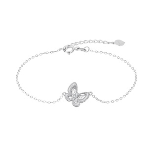 莱绅通灵珠宝 浪漫蝴蝶 pt950铂金钻石手链镶嵌手饰 细链时尚百搭