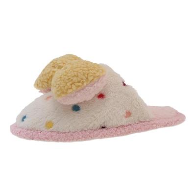 俏绘可爱波点蝴蝶结包头棉拖鞋