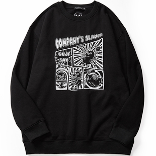 韦恩泽维尔咕叽说GUJISAYS联名潮宽松圆领印绣花加绒卫衣男7527