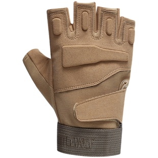 战术健身户外摩托车运动露指手套男无指骑行半指路亚冬季登山防滑