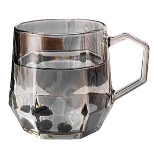 家用高级感客厅喝水杯女牛奶ins风咖啡杯高颜值六棱角带把玻璃杯