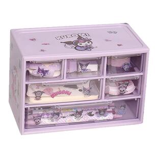 三丽鸥桌面收纳盒库洛米收纳盒学生宿舍抽屉玉桂狗手账分格六宫格