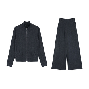 pusumede 暖糯奏曲 慵懒卫衣套装立领针织外套女休闲卫裤两件套