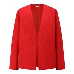 【deepmoss】女装时尚休闲气质刺绣V领棉服外套