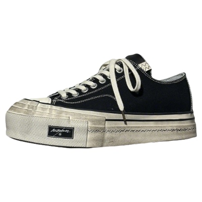 牛仔情侣款做旧帆布鞋中村复古