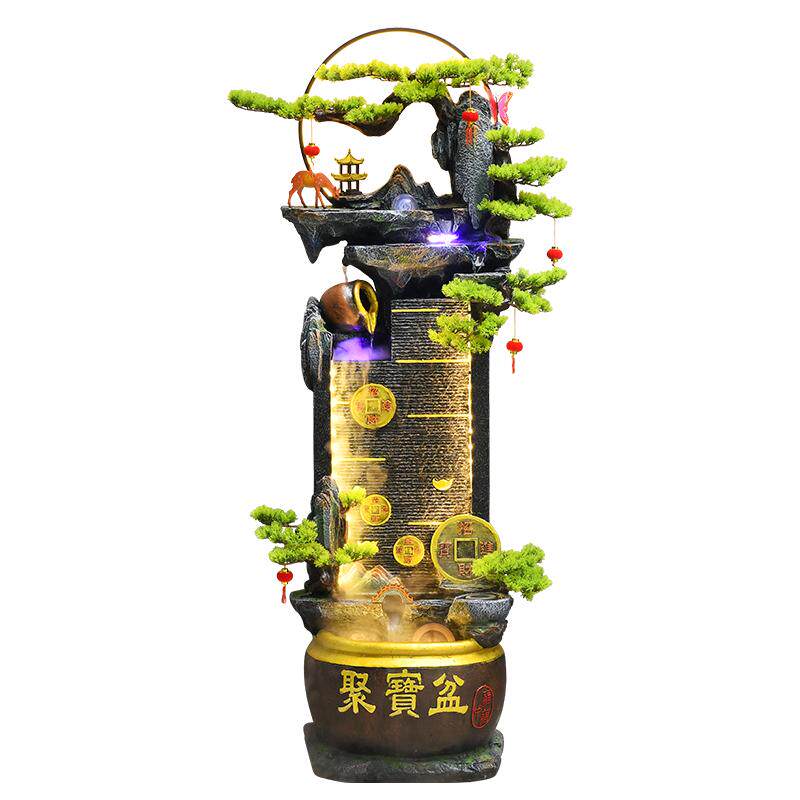流水生财摆件循环水客厅聚宝盆落流水摆件