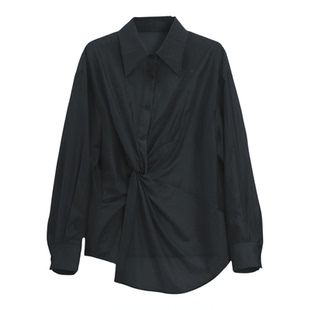 芭依璐粉色衬衫女2026早春新款时尚设计通勤衬衣长袖时髦百搭上衣