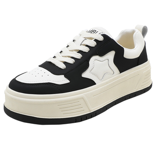 MBU 厚底增高星星板鞋女2026春季新款黑白熊猫运动休闲百搭小白鞋