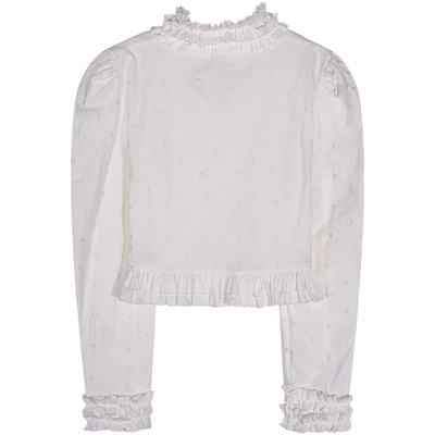 落落狷介白色长袖法式衬衫女