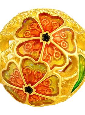 十二花神足金串珠黄金转运珠DIY