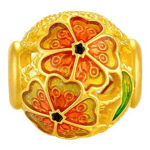 中国珠宝十二花神足金串珠黄金转运珠珐琅DIY手绳新年礼物送女友