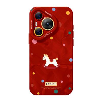 波点小马适用华为Pura80手机壳P70pro套p60新款Pura70红色2026新年p50马年p40外壳Pura70Ultra过年Pura80pro