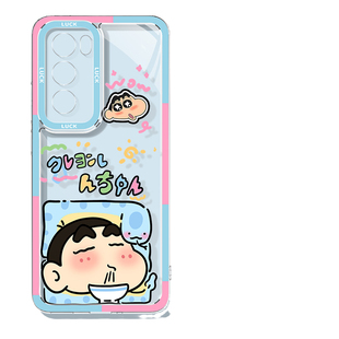 适用于oppofindx9手机壳findx8ultra蜡笔小新x7pro玻璃壳opporeno14可爱12一加15全包1+13适用于realme真我15