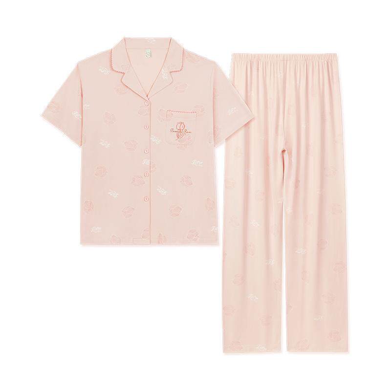 雅黛俪睡衣女夏季棉质家居服套装