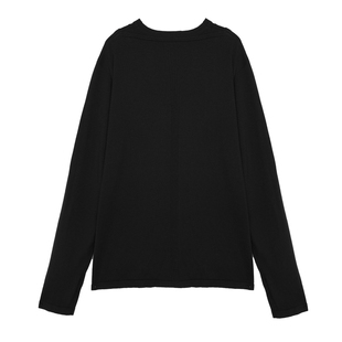 CLAY PRODUCT 风琴虾线羊毛假两件一字领圆领忍者袖长袖针织衫