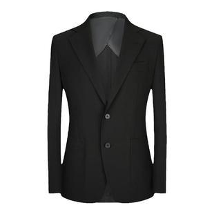 本派高定半麻衬休闲西装男鸟眼纹结婚黑色西服男套装大学生职业装