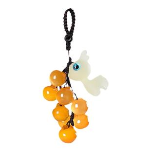 一鹿平安汽车钥匙挂件女高档手机链精致玉吊饰品男个性锁匙扣可爱