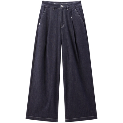 太平鸟商场同款高腰阔腿牛仔裤女