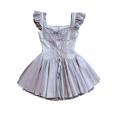 越韩小鱼Musefish 仲夏夜梦境 法式波点网纱裙纯欲少女蕾丝连衣裙