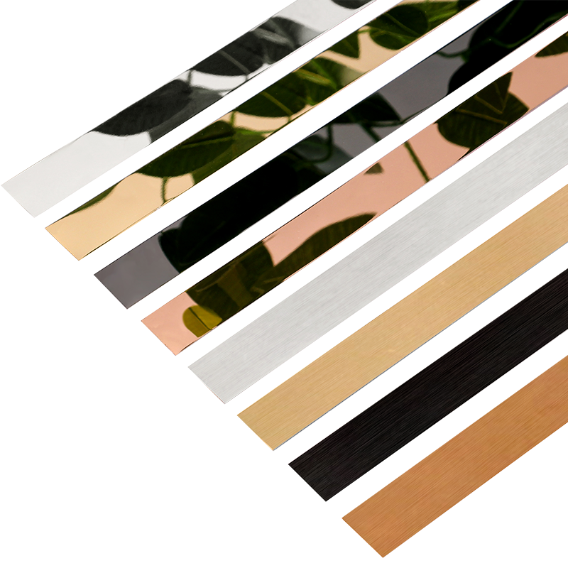 钛合金不锈钢平板装饰线条吊顶美边收边条背景墙黑钛金自粘金属条