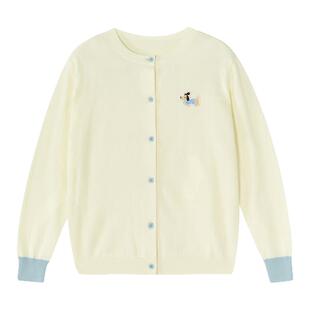 笛莎官方旗舰童装女童针织开衫春季新款大童女孩儿童纯棉毛衣外套