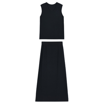 老钱风套装醋酸棉U领背心上衣