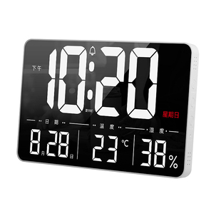 简约大数字电子时钟客厅电视柜台钟夜光静音LED闹钟表万年历温度
