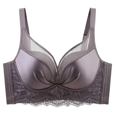 桑蚕丝内衣女高级蕾丝小胸聚拢显大收副乳防下垂缎面上托文胸罩