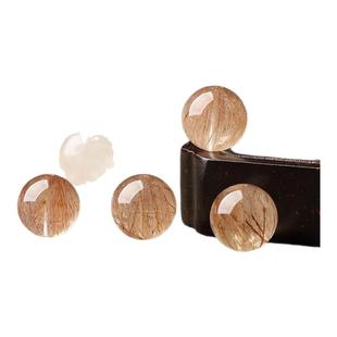 46-天然绿红黑金发晶散珠手串男士diy手工手链项链黄水晶多宝单颗