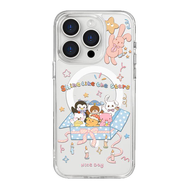 benefit可爱动物玩偶礼盒17适用于iphone16promax苹果15PRO黑色透明磁吸手机壳13新款14防摔保护套12情侣