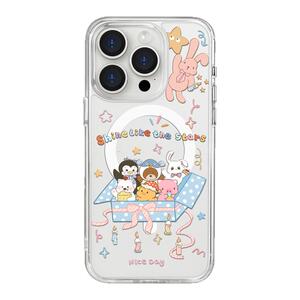 benefit可爱动物玩偶礼盒17适用于iphone16promax苹果15PRO黑色透明磁吸手机壳13新款14防摔保护套12情侣