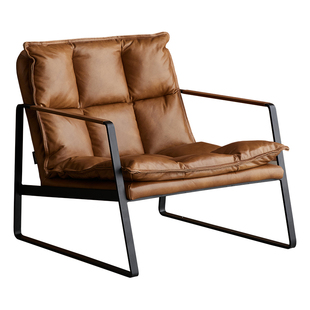 EVITAHome真皮单人沙发复古书房休闲沙发椅高端大气卧室阳台躺椅