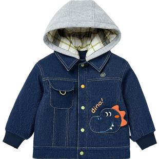 全棉时代儿童外套男童冬季厚款男幼童保暖夹棉童装百搭牛仔外套