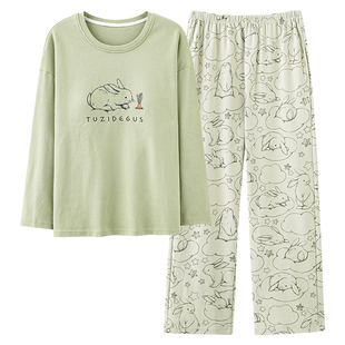 浪莎带胸垫睡衣女款秋天长袖长裤纯棉2026新款秋季女士家居服套装