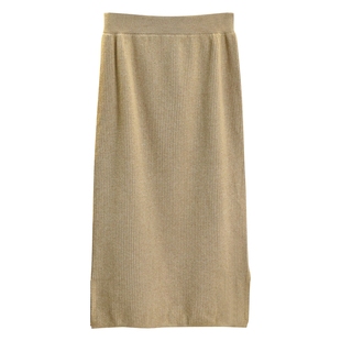 针织半身裙女秋冬大码胖mm两侧开叉一步裙包臀裙梨形身材遮胯裙子