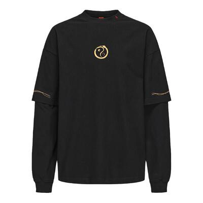 碧海潮生【金蛇3色】秋冬新款中国风国潮圆领纯棉打底长袖T恤男女