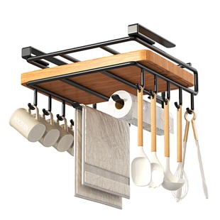 免打孔厨房置物架橱柜吊柜纸巾下挂架锅盖架砧板菜板放置架子收纳