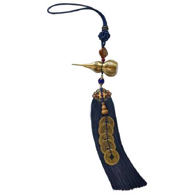 菩情蓝色穗子铜葫芦门对门挂件