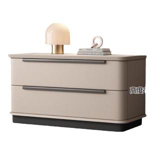 现代简约实木床头柜皮质岩板高级感主卧收纳斗柜大尺寸80宽床边柜