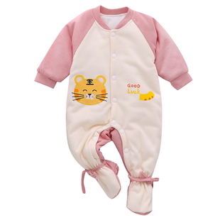 宝宝衣服冬装包脚小月龄男宝棉服冬季婴幼儿连身衣夹棉婴儿连体衣