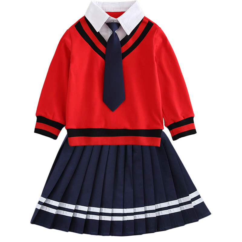 幼儿园园服春秋英伦学院风校服红色套装运动会班服儿童合唱演出服