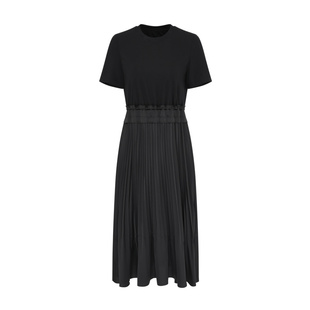 莱芙艾迪儿小黑裙收腰裙子简约高级感气质短袖连衣裙3V2L93221