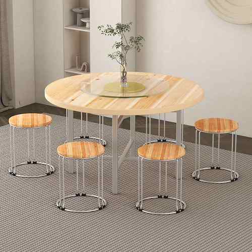 8V加厚大圆桌面实木圆转盘餐酒店台面桌子圆桌面带圆形板家用杉木