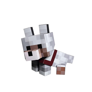 磁吸可动坐姿小狗布鲁斯像素风格驯服小狼纸模型裁剪玩具桌面摆件