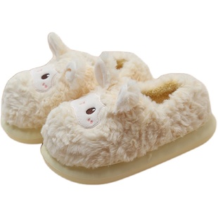 棉拖鞋女冬季包跟可爱小羊情侣室内居家用厚底毛绒保暖棉鞋男外穿